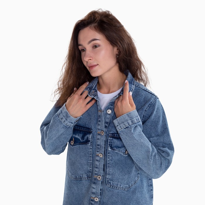 Джинсовая рубашка женская, цвет тёмно-синий, размер L (46-48) 56480