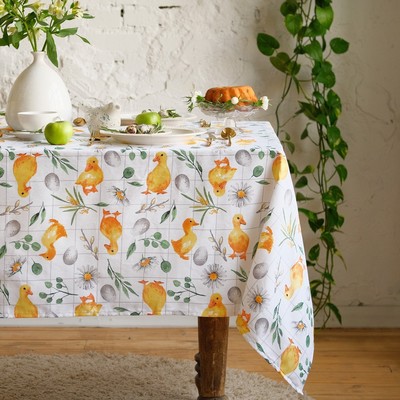 Скатерть Доляна Duckling, 149×180 см, 100% хлопок, рогожка 164 г/м²