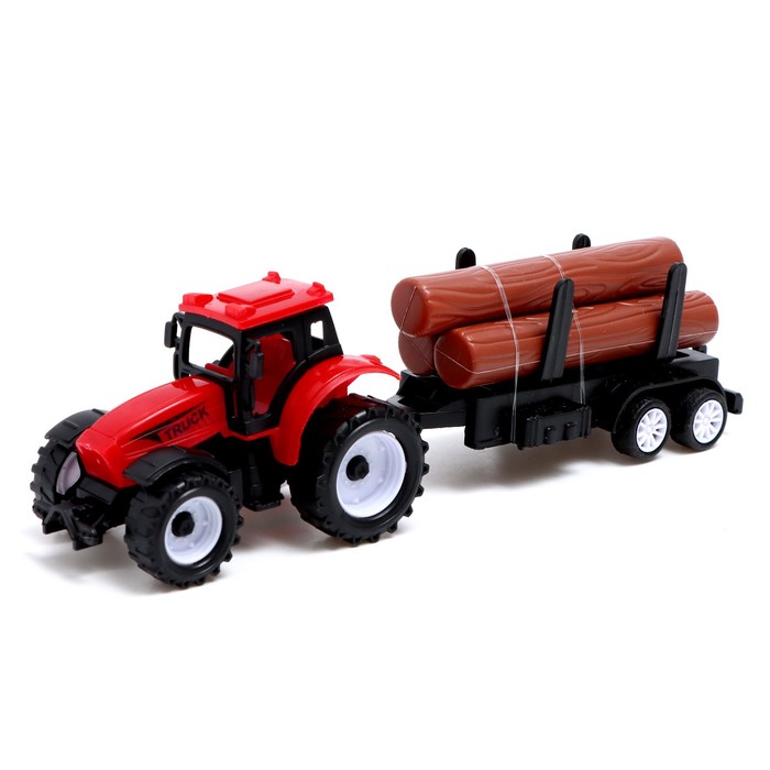 Набор инерционных тракторов «Фермер» с прицепом, 3 штуки - фото 1906077094