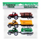 Набор инерционных тракторов «Фермер» с прицепом, 3 штуки - фото 3438365
