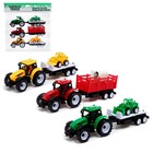 Набор инерционных тракторов «Фермер» с прицепом, 3 штуки - фото 3496236
