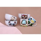 Набор детской посуды Доляна «Совенок», 2 предмета: кружка 230 мл, миска 400 мл, керамика, белый - Фото 7