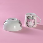 Набор детской посуды Доляна «Котик», 2 предмета: кружка 230 мл, миска 400 мл, керамика, белый - Фото 4