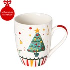 Кружка фарфоровая в подарочной упаковке Доляна «Новый год. Ёлочка», 350 мл, цвет белый - Фото 1