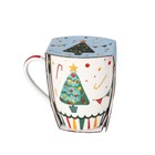 Кружка фарфоровая в подарочной упаковке Доляна «Новый год. Ёлочка», 350 мл, цвет белый - Фото 5