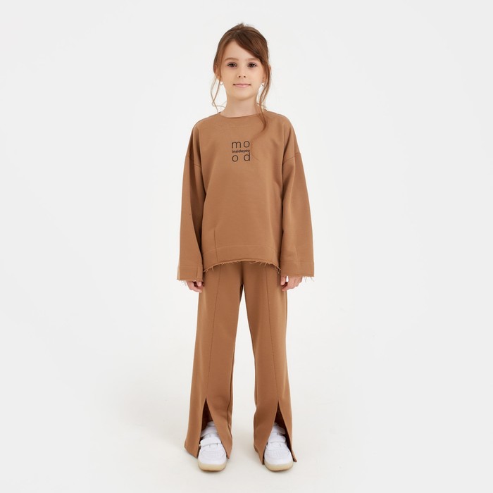 Костюм детский (свитшот, брюки) MINAKU, коричневый, рост 128 см