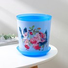 Горшок для цветов с поддоном Доляна «Танец журавлей», 1.6 л, d=14 см, h=15.5 см, цвет голубой - Фото 2