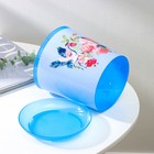 Горшок для цветов с поддоном Доляна «Танец журавлей», 1.6 л, d=14 см, h=15.5 см, цвет голубой - Фото 4