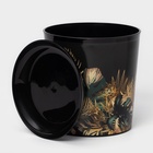 Горшок для цветов с поддоном Доляна «Голди. Листья», 1.6 л, d=14 см, h=15.5 см, пластиковый, цвет чёрный - Фото 2