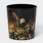 Горшок для цветов с поддоном Доляна «Голди. Листья», 1.6 л, d=14 см, h=15.5 см, пластиковый, цвет чёрный - Фото 3