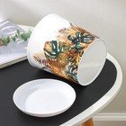 Горшок для цветов с поддоном Доляна «Голди. Листья», 1.6 л, d=14 см, h=15.5 см, пластиковый, цвет белый - Фото 3