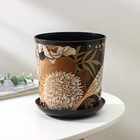 Горшок для цветов с поддоном Доляна «Голди.Птицы», 1.6 л, d=14 см, h=15.5 см, пластиковый, цвет чёрный - Фото 4