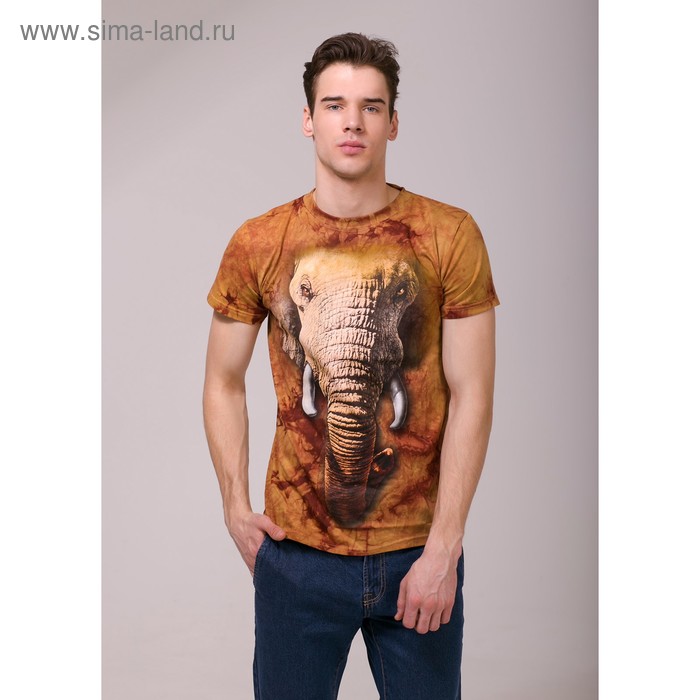 Футболка мужская Collorista 3D Elephant, размер M (46), цвет коричневый - Фото 1