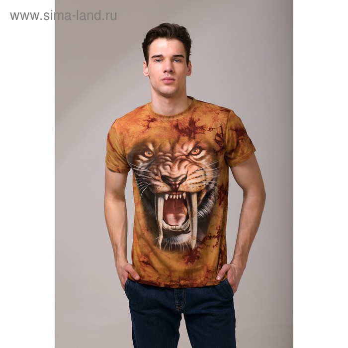 Футболка мужская Collorista 3D Wild tiger, размер L (48), цвет коричневый - Фото 1
