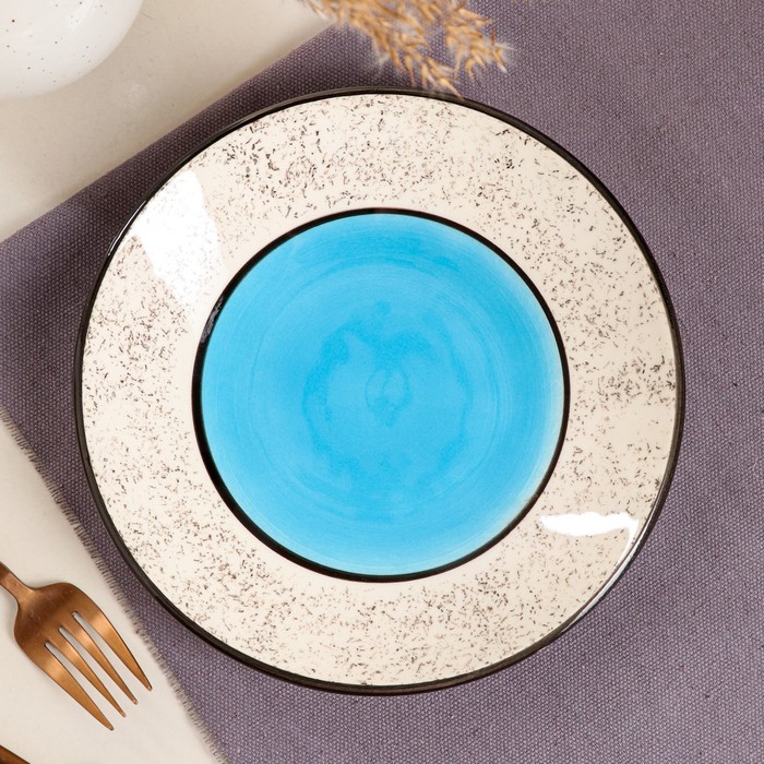 Тарелка "Персия", плоская, керамика, синяя, 19 см, Иран - Фото 1