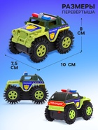 Джип-перевёртыш «Полиция», работает от батареек, цвет зелёный - Фото 2