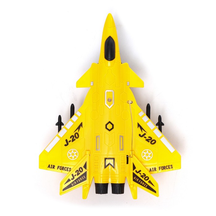 Самолет радиоуправляемый «Истребитель», работает от батареек, цвет жёлтый - фото 1891365882