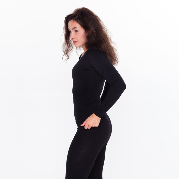 Термобельё женское (лонгслив, легинсы), чёрное, размер 54 (XL)