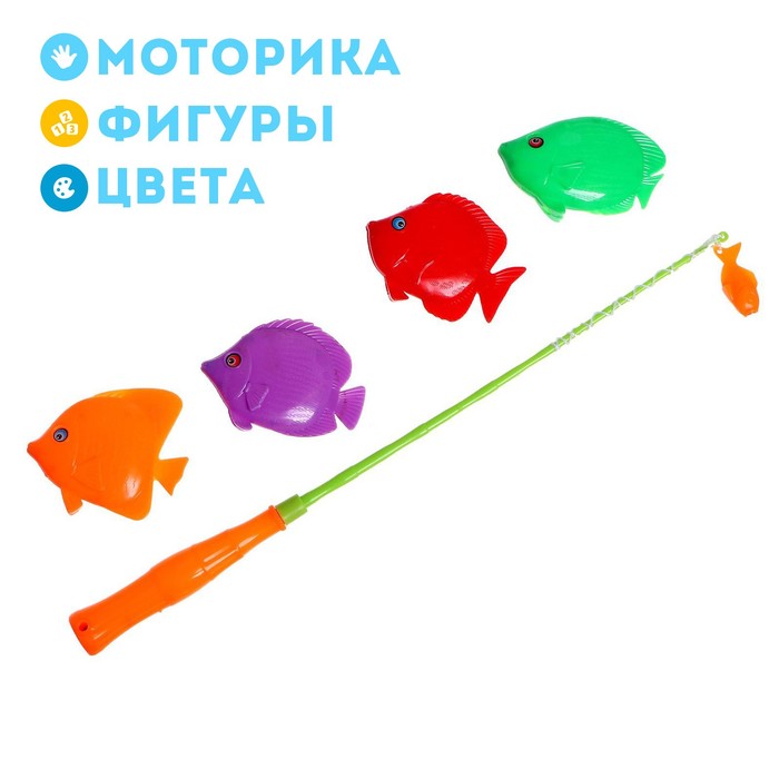 Игра магнитная «Весёлая рыбалка»: удочка, 4 рыбки - фото 1911183313