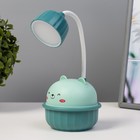 Настольная лампа "Мишка" LED 3Вт USB голубой 8,6х8,6х20,5 см RISALUX - фото 9968150