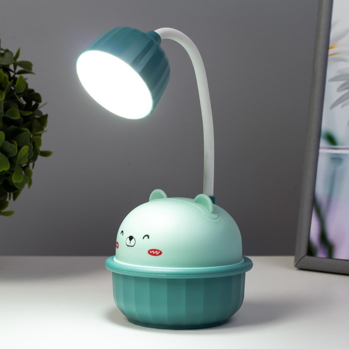 Настольная лампа "Мишка" LED 3Вт USB голубой 8,6х8,6х20,5 см RISALUX - фото 1907525005