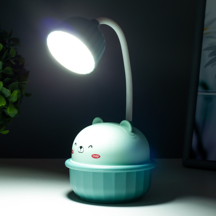 Настольная лампа "Мишка" LED 3Вт USB голубой 8,6х8,6х20,5 см RISALUX - фото 1907525006