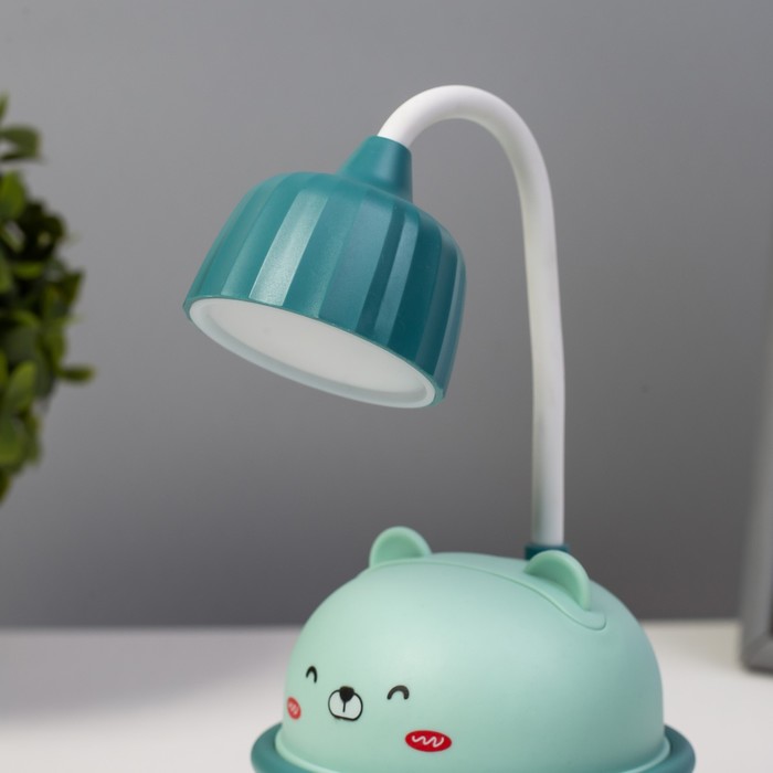 Настольная лампа "Мишка" LED 3Вт USB голубой 8,6х8,6х20,5 см RISALUX - фото 1907525008