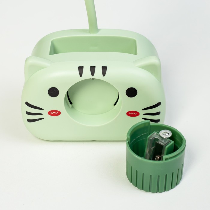 Настольная лампа "Киса" LED 3Вт USB зеленый 9,5х7,4х22 см RISALUX - фото 1907525042