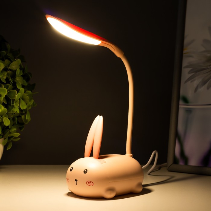 Настольная лампа "Милый зайчик" LED 3Вт USB белый 9х7х18 см RISALUX - фото 1907525050