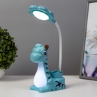 Лампа настольная RISALUX «Сказочный динозаврик», светодиодная, 3 Вт, USB, лазурная, 7×12×33 см - Фото 3