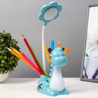Лампа настольная RISALUX «Сказочный динозаврик», светодиодная, 3 Вт, USB, лазурная, 7×12×33 см - Фото 8