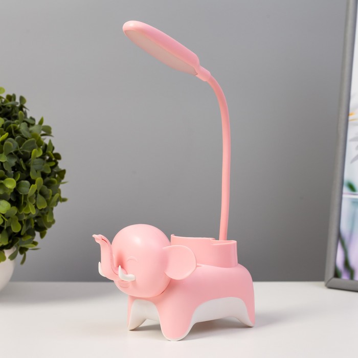 Настольная лампа "Слоник" LED 3Вт USB розовый 9х15х31 см RISALUX - Фото 1