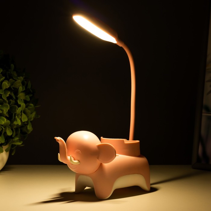Настольная лампа "Слоник" LED 3Вт USB розовый 9х15х31 см RISALUX - фото 1907525058