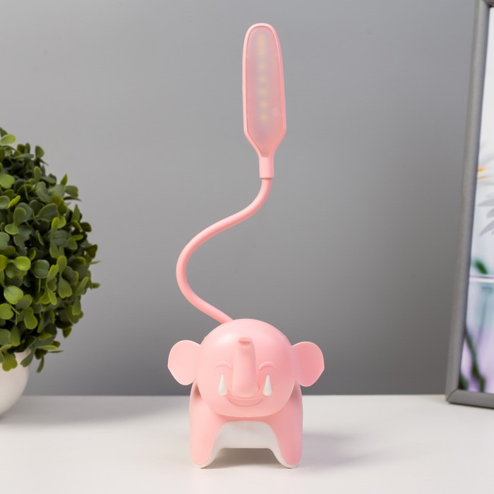 Настольная лампа "Слоник" LED 3Вт USB розовый 9х15х31 см RISALUX - фото 1907525059