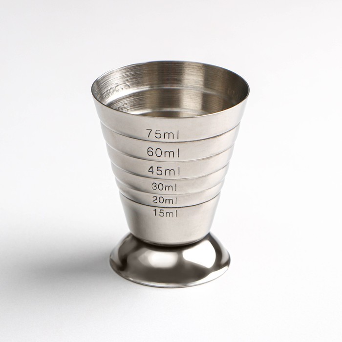 Джиггер «Металлик», 15/75 мл, с мерными делениями, нержавеющая сталь, серебристый - Фото 1