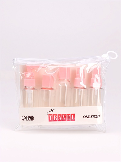 Набор для хранения, в чехле, 6 предметов, цвет розовый/прозрачный