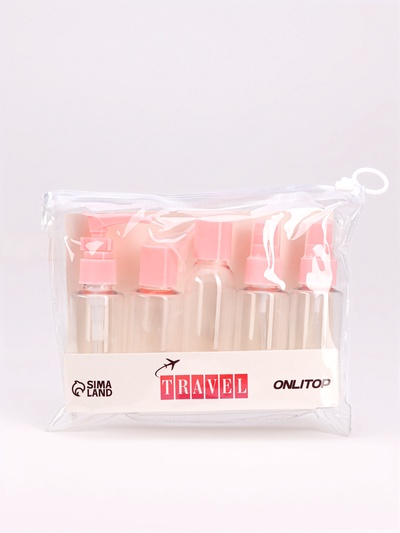 Набор для хранения, в чехле, 6 предметов, цвет розовый/прозрачный