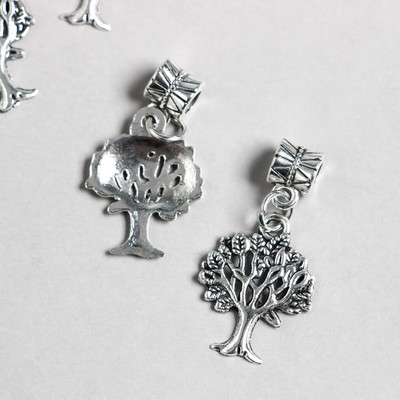 Бейл с подвеской металл для творчества «Дерево», серебро, 3.4 см
