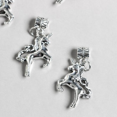 Бейл с подвеской металл для творчества «Единорог», серебро, 3.6 см