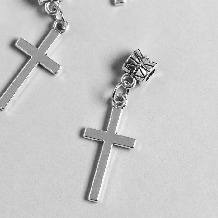 Бейл с подвеской металл для творчества "Крест" серебро 3,5 - Фото 1