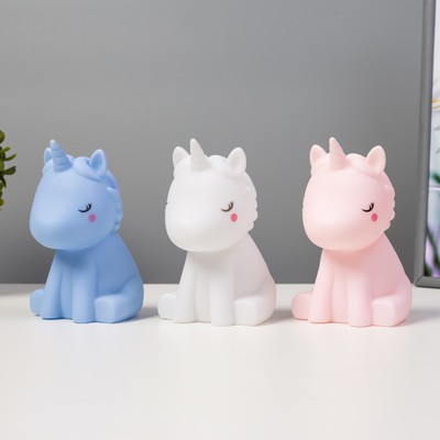 Фигурка светящаяся RISALUX «Единорог», LED-ночник, от батареек, 8.5×9×14 см, МИКС
