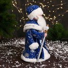 Дед Мороз "В шубке с откидными рукавами и посохом" 30 см, двигается, синий - Фото 2