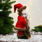 Дед Мороз "В кафтане с пуговицами и с мешком" 30 см, двигается, красно-коричневый - фото 3210028