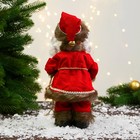 Дед Мороз "В кафтане с пуговицами и с мешком" 30 см, двигается, красно-коричневый - фото 3210029