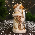 Дед Мороз "В шубке с бахромой" двигается, 30 см, золото - Фото 2