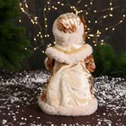Дед Мороз "В шубке с бахромой" двигается, 30 см, золото - Фото 3