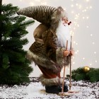 Дед Мороз "На лыжах и с веточками" 40 см, серый - фото 3763705