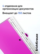 Папка-картотека на кнопке А4, ErichKrause Matt Neon, с 4 отделениями, пластик, микс - Фото 2