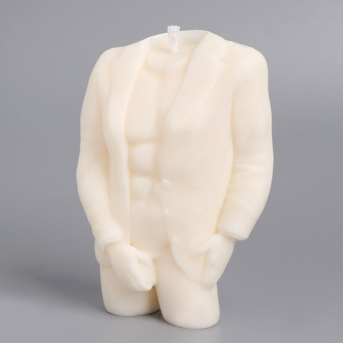 Свеча фигурная из натурального воска "Мужчина в пиджаке", 11 см, 155 г, 3 ч, белый - фото 1897262125