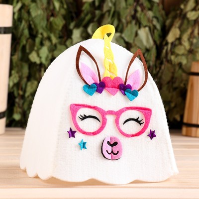 Шапка для бани и сауны, с аппликацией «Лама», войлок